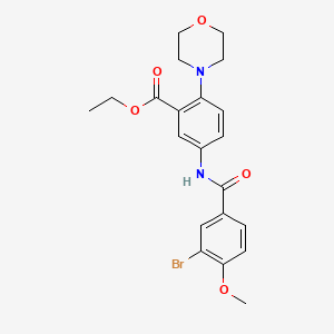molecular formula C21H23BrN2O5 B15154330 Ethyl 5-{[(3-bromo-4-methoxyphenyl)carbonyl]amino}-2-(morpholin-4-yl)benzoate 