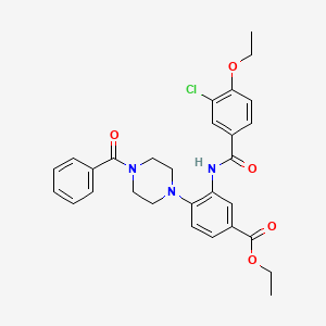 molecular formula C29H30ClN3O5 B15154362 Ethyl 3-{[(3-chloro-4-ethoxyphenyl)carbonyl]amino}-4-[4-(phenylcarbonyl)piperazin-1-yl]benzoate 