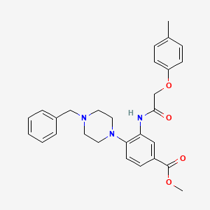 molecular formula C28H31N3O4 B15154419 Methyl 4-(4-benzylpiperazin-1-yl)-3-{[(4-methylphenoxy)acetyl]amino}benzoate 