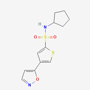 molecular formula C12H14N2O3S2 B15154447 N-cyclopentyl-4-(1,2-oxazol-5-yl)thiophene-2-sulfonamide 