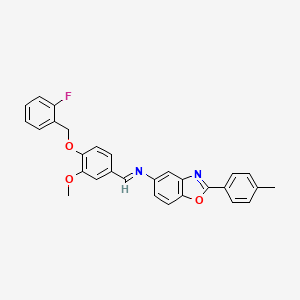 molecular formula C29H23FN2O3 B15154528 N-[(E)-{4-[(2-fluorobenzyl)oxy]-3-methoxyphenyl}methylidene]-2-(4-methylphenyl)-1,3-benzoxazol-5-amine 