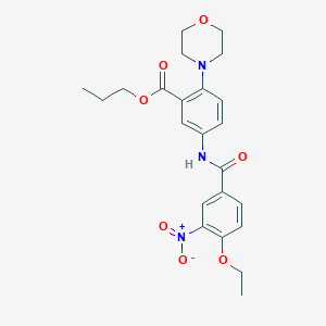 molecular formula C23H27N3O7 B15154631 Propyl 5-{[(4-ethoxy-3-nitrophenyl)carbonyl]amino}-2-(morpholin-4-yl)benzoate 