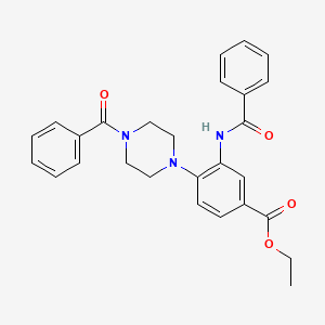 molecular formula C27H27N3O4 B15154659 Ethyl 3-[(phenylcarbonyl)amino]-4-[4-(phenylcarbonyl)piperazin-1-yl]benzoate 