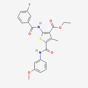 molecular formula C23H21FN2O5S B15154694 Ethyl 2-{[(3-fluorophenyl)carbonyl]amino}-5-[(3-methoxyphenyl)carbamoyl]-4-methylthiophene-3-carboxylate 