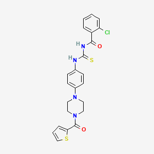 molecular formula C23H21ClN4O2S2 B15154777 2-chloro-N-({4-[4-(thiophen-2-ylcarbonyl)piperazin-1-yl]phenyl}carbamothioyl)benzamide 