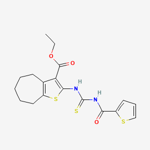 molecular formula C18H20N2O3S3 B15154784 ethyl 2-{[(thiophen-2-ylcarbonyl)carbamothioyl]amino}-5,6,7,8-tetrahydro-4H-cyclohepta[b]thiophene-3-carboxylate 