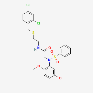 molecular formula C25H26Cl2N2O5S2 B15154843 N-{2-[(2,4-dichlorobenzyl)sulfanyl]ethyl}-N~2~-(2,5-dimethoxyphenyl)-N~2~-(phenylsulfonyl)glycinamide 