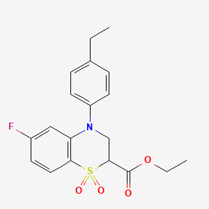 molecular formula C19H20FNO4S B15154857 ethyl 4-(4-ethylphenyl)-6-fluoro-3,4-dihydro-2H-1,4-benzothiazine-2-carboxylate 1,1-dioxide 