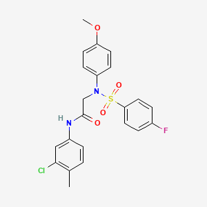 molecular formula C22H20ClFN2O4S B15154969 N-(3-chloro-4-methylphenyl)-N~2~-[(4-fluorophenyl)sulfonyl]-N~2~-(4-methoxyphenyl)glycinamide 