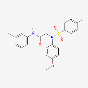 molecular formula C22H21FN2O4S B15154982 N~2~-[(4-fluorophenyl)sulfonyl]-N~2~-(4-methoxyphenyl)-N-(3-methylphenyl)glycinamide 