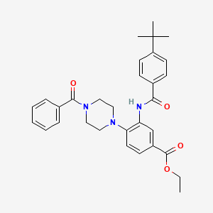 molecular formula C31H35N3O4 B15155022 Ethyl 3-{[(4-tert-butylphenyl)carbonyl]amino}-4-[4-(phenylcarbonyl)piperazin-1-yl]benzoate 
