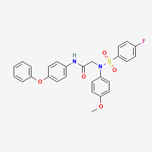 molecular formula C27H23FN2O5S B15155059 N~2~-[(4-fluorophenyl)sulfonyl]-N~2~-(4-methoxyphenyl)-N-(4-phenoxyphenyl)glycinamide 