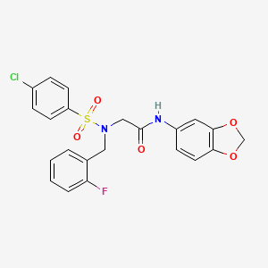 molecular formula C22H18ClFN2O5S B15155061 N-1,3-benzodioxol-5-yl-N~2~-[(4-chlorophenyl)sulfonyl]-N~2~-(2-fluorobenzyl)glycinamide 