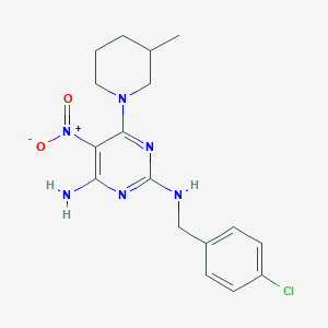 molecular formula C17H21ClN6O2 B15155069 N~2~-(4-chlorobenzyl)-6-(3-methylpiperidin-1-yl)-5-nitropyrimidine-2,4-diamine 