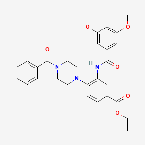 molecular formula C29H31N3O6 B15155070 Ethyl 3-{[(3,5-dimethoxyphenyl)carbonyl]amino}-4-[4-(phenylcarbonyl)piperazin-1-yl]benzoate 