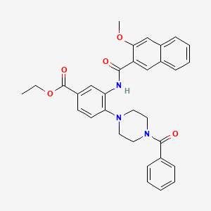molecular formula C32H31N3O5 B15155079 Ethyl 3-{[(3-methoxynaphthalen-2-yl)carbonyl]amino}-4-[4-(phenylcarbonyl)piperazin-1-yl]benzoate 
