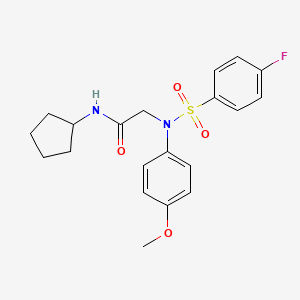 molecular formula C20H23FN2O4S B15155128 N-cyclopentyl-N~2~-[(4-fluorophenyl)sulfonyl]-N~2~-(4-methoxyphenyl)glycinamide 