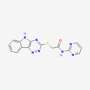 molecular formula C15H11N7OS B15155130 N-(pyrimidin-2-yl)-2-(5H-[1,2,4]triazino[5,6-b]indol-3-ylsulfanyl)acetamide 
