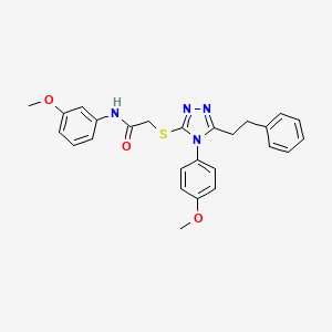 molecular formula C26H26N4O3S B15155178 N-(3-methoxyphenyl)-2-{[4-(4-methoxyphenyl)-5-(2-phenylethyl)-4H-1,2,4-triazol-3-yl]sulfanyl}acetamide 