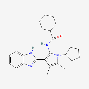 molecular formula C25H32N4O B15155199 N-[3-(1H-benzimidazol-2-yl)-1-cyclopentyl-4,5-dimethyl-1H-pyrrol-2-yl]cyclohexanecarboxamide 