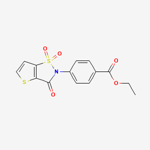 molecular formula C14H11NO5S2 B15155257 ethyl 4-(1,1-dioxido-3-oxothieno[2,3-d][1,2]thiazol-2(3H)-yl)benzoate CAS No. 1325303-79-4