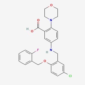 molecular formula C25H24ClFN2O4 B15155329 5-({5-Chloro-2-[(2-fluorobenzyl)oxy]benzyl}amino)-2-(morpholin-4-yl)benzoic acid 