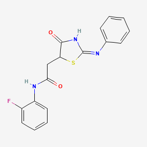 molecular formula C17H14FN3O2S B15155358 N-(2-fluorophenyl)-2-[(2Z)-4-oxo-2-(phenylimino)-1,3-thiazolidin-5-yl]acetamide 