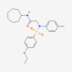 molecular formula C24H32N2O4S B15155403 N-cycloheptyl-N~2~-[(4-ethoxyphenyl)sulfonyl]-N~2~-(4-methylphenyl)glycinamide 