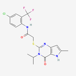 molecular formula C19H18ClF3N4O2S B15155512 N-[4-chloro-2-(trifluoromethyl)phenyl]-2-{[6-methyl-4-oxo-3-(propan-2-yl)-4,5-dihydro-3H-pyrrolo[3,2-d]pyrimidin-2-yl]sulfanyl}acetamide 