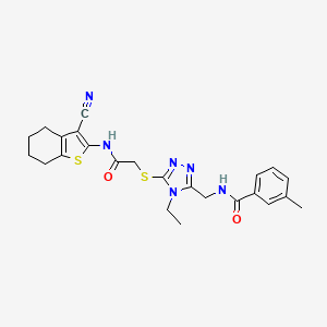molecular formula C24H26N6O2S2 B15155522 N-{[5-({2-[(3-cyano-4,5,6,7-tetrahydro-1-benzothiophen-2-yl)amino]-2-oxoethyl}sulfanyl)-4-ethyl-4H-1,2,4-triazol-3-yl]methyl}-3-methylbenzamide 