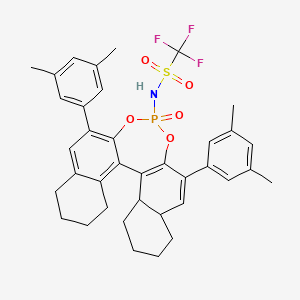 molecular formula C37H39F3NO5PS B15155537 N-[10,16-bis(3,5-dimethylphenyl)-13-oxo-12,14-dioxa-13λ5-phosphapentacyclo[13.8.0.02,11.03,8.018,23]tricosa-1(15),2,8,10,16-pentaen-13-yl]-1,1,1-trifluoromethanesulfonamide 