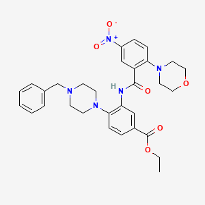 molecular formula C31H35N5O6 B15155565 Ethyl 4-(4-benzylpiperazin-1-yl)-3-({[2-(morpholin-4-yl)-5-nitrophenyl]carbonyl}amino)benzoate 