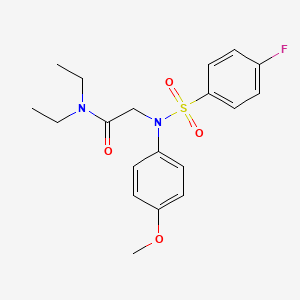 molecular formula C19H23FN2O4S B15155574 N,N-diethyl-N~2~-[(4-fluorophenyl)sulfonyl]-N~2~-(4-methoxyphenyl)glycinamide 