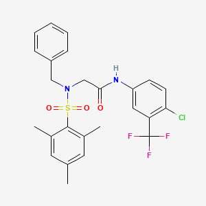 molecular formula C25H24ClF3N2O3S B15155586 N~2~-benzyl-N-[4-chloro-3-(trifluoromethyl)phenyl]-N~2~-[(2,4,6-trimethylphenyl)sulfonyl]glycinamide 