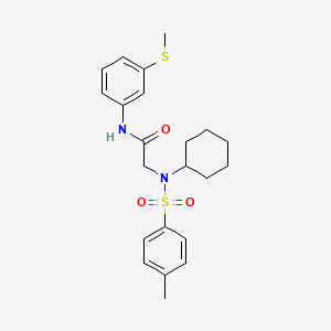 molecular formula C22H28N2O3S2 B15155680 N~2~-cyclohexyl-N~2~-[(4-methylphenyl)sulfonyl]-N-[3-(methylsulfanyl)phenyl]glycinamide 