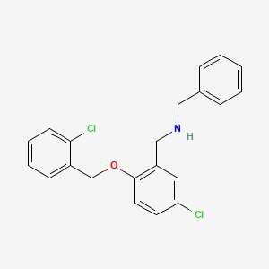 molecular formula C21H19Cl2NO B15155722 N-benzyl-1-{5-chloro-2-[(2-chlorobenzyl)oxy]phenyl}methanamine 