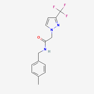 molecular formula C14H14F3N3O B15155868 N-[(4-methylphenyl)methyl]-2-[3-(trifluoromethyl)pyrazol-1-yl]acetamide 
