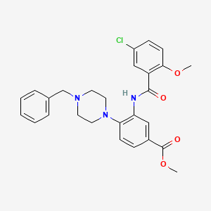 molecular formula C27H28ClN3O4 B15155886 Methyl 4-(4-benzylpiperazin-1-yl)-3-{[(5-chloro-2-methoxyphenyl)carbonyl]amino}benzoate 