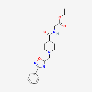 molecular formula C19H24N4O4 B15156087 Ethyl 2-({1-[(3-phenyl-1,2,4-oxadiazol-5-yl)methyl]piperidin-4-yl}formamido)acetate 