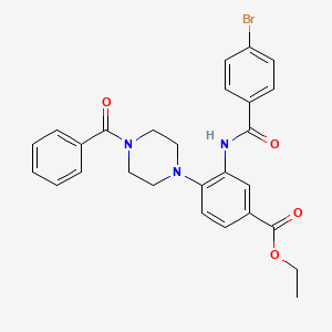 molecular formula C27H26BrN3O4 B15156171 Ethyl 3-{[(4-bromophenyl)carbonyl]amino}-4-[4-(phenylcarbonyl)piperazin-1-yl]benzoate 
