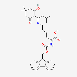 molecular formula C34H42N2O6 B15156318 6-{[1-(4,4-dimethyl-2,6-dioxocyclohexylidene)-3-methylbutyl]amino}-2-{[(9H-fluoren-9-ylmethoxy)carbonyl]amino}hexanoic acid 