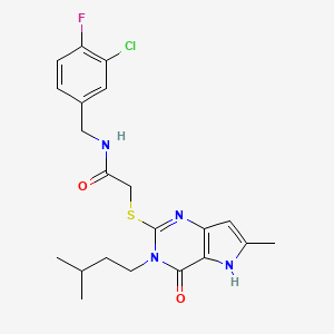 molecular formula C21H24ClFN4O2S B15156437 N-(3-chloro-4-fluorobenzyl)-2-{[6-methyl-3-(3-methylbutyl)-4-oxo-4,5-dihydro-3H-pyrrolo[3,2-d]pyrimidin-2-yl]sulfanyl}acetamide 