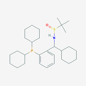 molecular formula C29H48NOPS B15156479 N-{cyclohexyl[2-(dicyclohexylphosphanyl)phenyl]methyl}-2-methylpropane-2-sulfinamide 