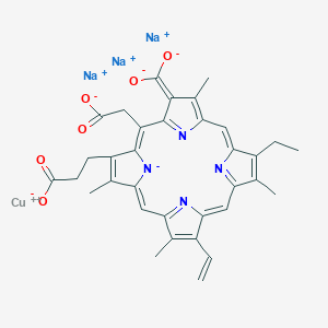 molecular formula C34H29CuN4Na3O6 B15156506 copper;trisodium;3-[20-(carboxylatomethyl)-18-(dioxidomethylidene)-8-ethenyl-13-ethyl-3,7,12,17-tetramethylporphyrin-21-id-2-yl]propanoate 