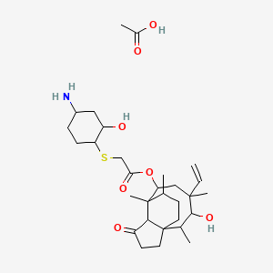 molecular formula C30H49NO7S B15156517 Acetic acid;(4-ethenyl-3-hydroxy-2,4,7,14-tetramethyl-9-oxo-6-tricyclo[5.4.3.01,8]tetradecanyl) 2-(4-amino-2-hydroxycyclohexyl)sulfanylacetate 