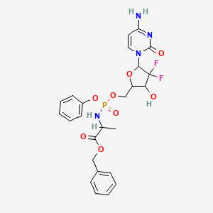 molecular formula C25H27F2N4O8P B15156577 Benzyl 2-({[5-(4-amino-2-oxopyrimidin-1-yl)-4,4-difluoro-3-hydroxyoxolan-2-yl]methoxy(phenoxy)phosphoryl}amino)propanoate 