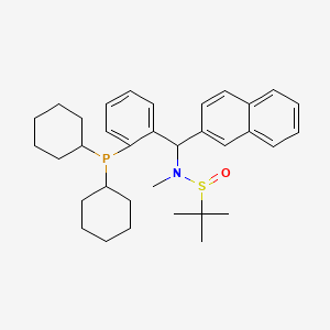molecular formula C34H46NOPS B15156634 N-{[2-(dicyclohexylphosphanyl)phenyl](naphthalen-2-yl)methyl}-N,2-dimethylpropane-2-sulfinamide 