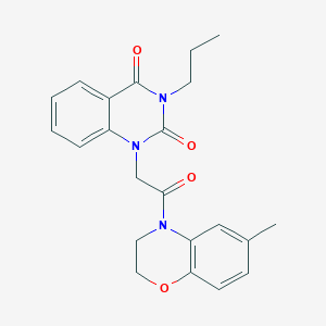 molecular formula C22H23N3O4 B15156693 1-[2-(6-methyl-2,3-dihydro-4H-1,4-benzoxazin-4-yl)-2-oxoethyl]-3-propylquinazoline-2,4(1H,3H)-dione 
