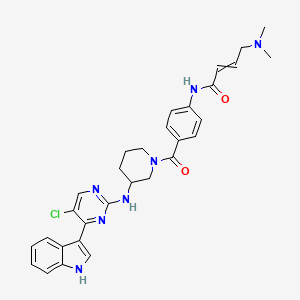molecular formula C30H32ClN7O2 B15156723 N-[4-[3-[[5-chloro-4-(1H-indol-3-yl)pyrimidin-2-yl]amino]piperidine-1-carbonyl]phenyl]-4-(dimethylamino)but-2-enamide 