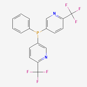 molecular formula C18H11F6N2P B15157076 5,5'-(Phenylphosphanediyl)bis(2-(trifluoromethyl)pyridine) 